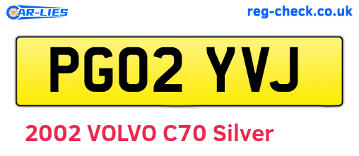 PG02YVJ are the vehicle registration plates.