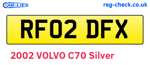 RF02DFX are the vehicle registration plates.