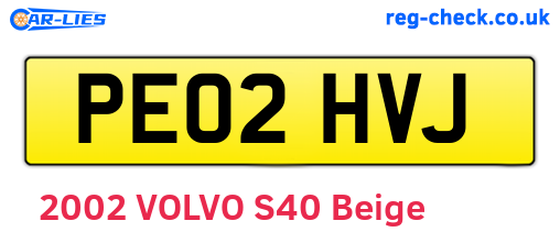 PE02HVJ are the vehicle registration plates.