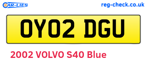 OY02DGU are the vehicle registration plates.