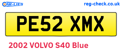 PE52XMX are the vehicle registration plates.