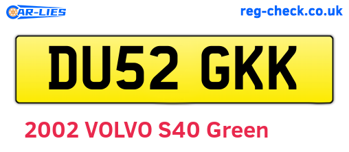 DU52GKK are the vehicle registration plates.