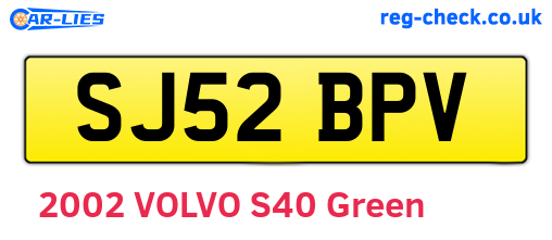 SJ52BPV are the vehicle registration plates.