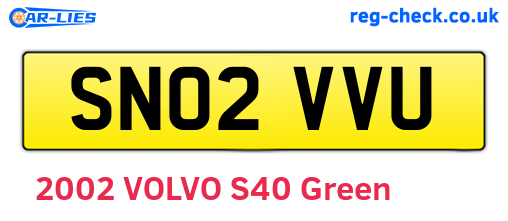 SN02VVU are the vehicle registration plates.