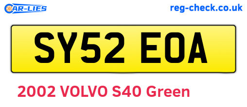 SY52EOA are the vehicle registration plates.