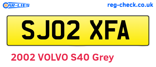 SJ02XFA are the vehicle registration plates.