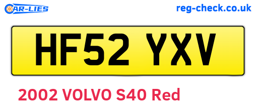 HF52YXV are the vehicle registration plates.