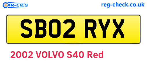 SB02RYX are the vehicle registration plates.