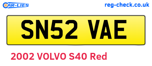 SN52VAE are the vehicle registration plates.