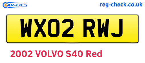 WX02RWJ are the vehicle registration plates.