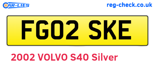 FG02SKE are the vehicle registration plates.