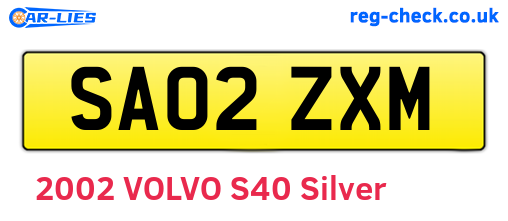 SA02ZXM are the vehicle registration plates.