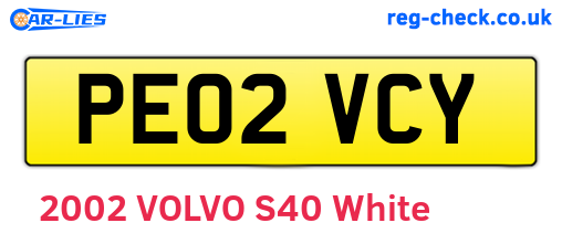 PE02VCY are the vehicle registration plates.