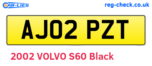 AJ02PZT are the vehicle registration plates.