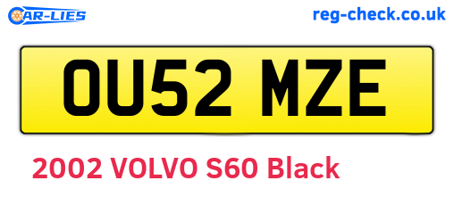 OU52MZE are the vehicle registration plates.
