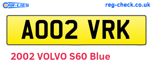 AO02VRK are the vehicle registration plates.