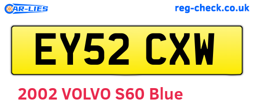 EY52CXW are the vehicle registration plates.