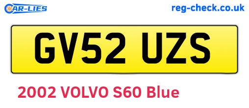 GV52UZS are the vehicle registration plates.