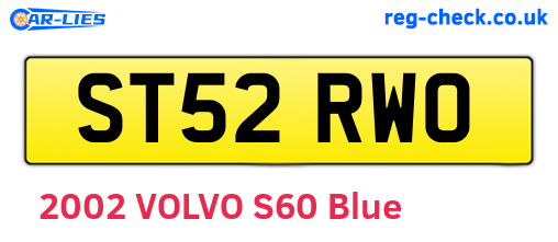 ST52RWO are the vehicle registration plates.
