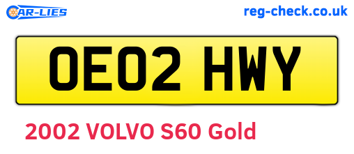 OE02HWY are the vehicle registration plates.