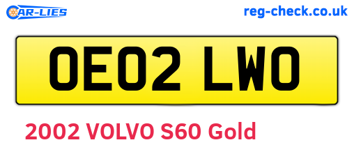 OE02LWO are the vehicle registration plates.