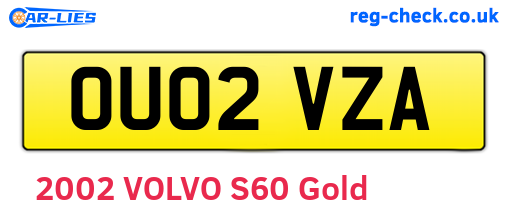 OU02VZA are the vehicle registration plates.