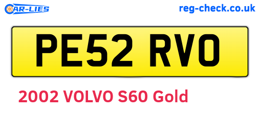 PE52RVO are the vehicle registration plates.