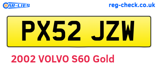 PX52JZW are the vehicle registration plates.
