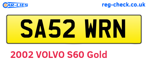 SA52WRN are the vehicle registration plates.