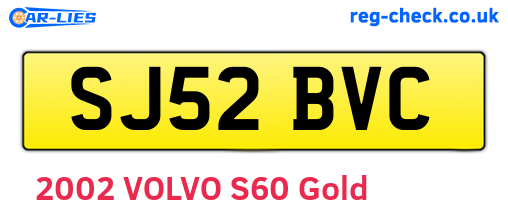 SJ52BVC are the vehicle registration plates.