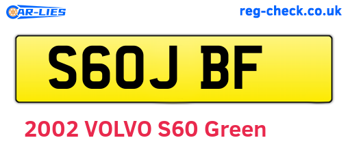 S60JBF are the vehicle registration plates.