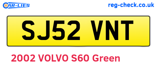 SJ52VNT are the vehicle registration plates.