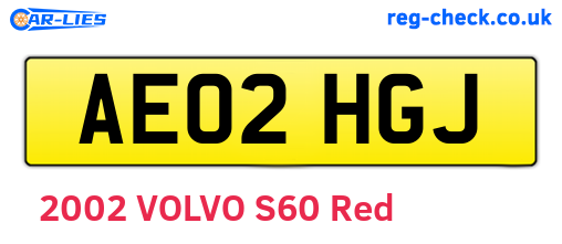 AE02HGJ are the vehicle registration plates.