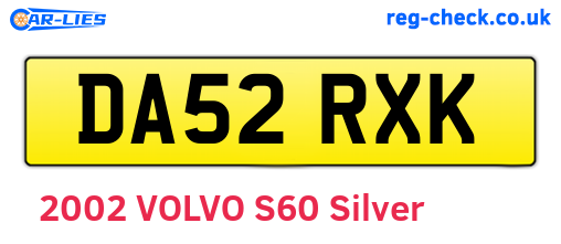 DA52RXK are the vehicle registration plates.