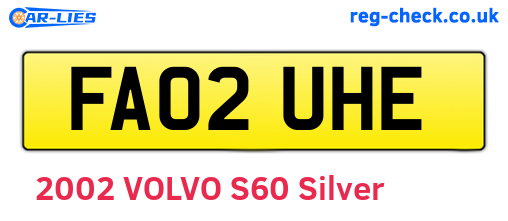 FA02UHE are the vehicle registration plates.