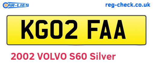 KG02FAA are the vehicle registration plates.