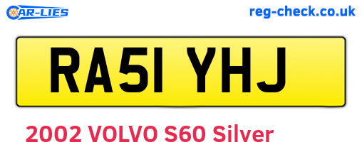 RA51YHJ are the vehicle registration plates.