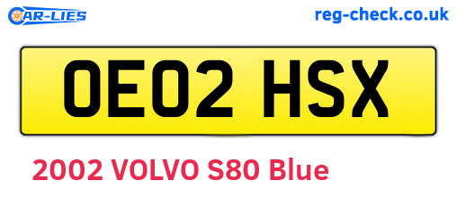 OE02HSX are the vehicle registration plates.