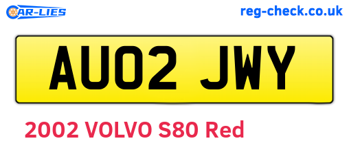AU02JWY are the vehicle registration plates.