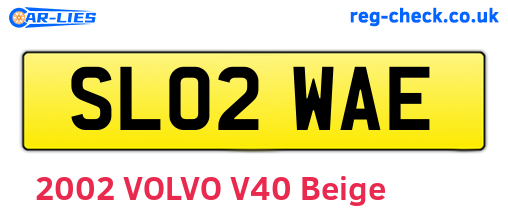 SL02WAE are the vehicle registration plates.