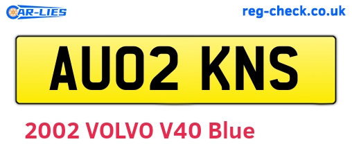 AU02KNS are the vehicle registration plates.