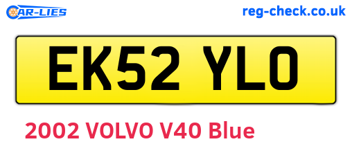 EK52YLO are the vehicle registration plates.