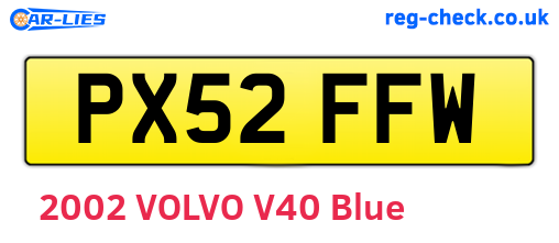 PX52FFW are the vehicle registration plates.