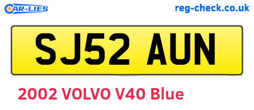 SJ52AUN are the vehicle registration plates.