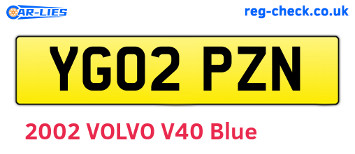 YG02PZN are the vehicle registration plates.