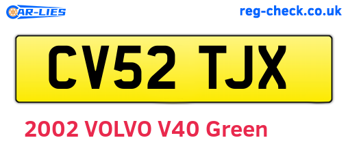 CV52TJX are the vehicle registration plates.