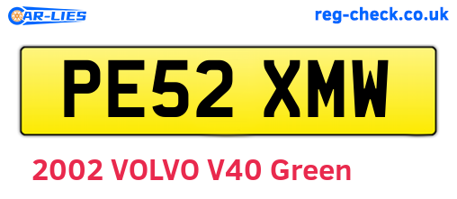 PE52XMW are the vehicle registration plates.