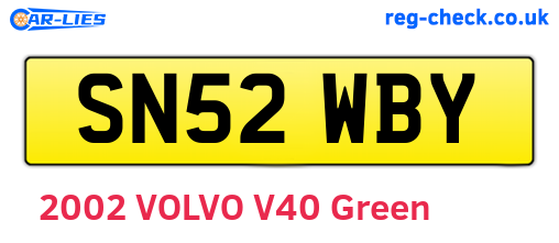 SN52WBY are the vehicle registration plates.