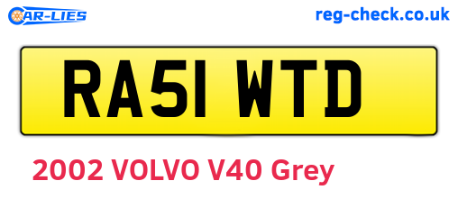 RA51WTD are the vehicle registration plates.