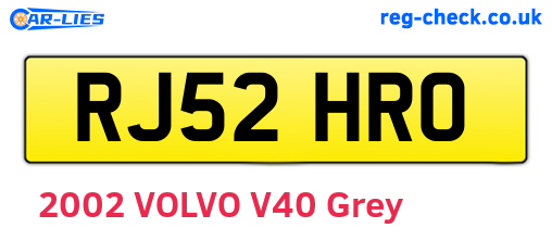 RJ52HRO are the vehicle registration plates.
